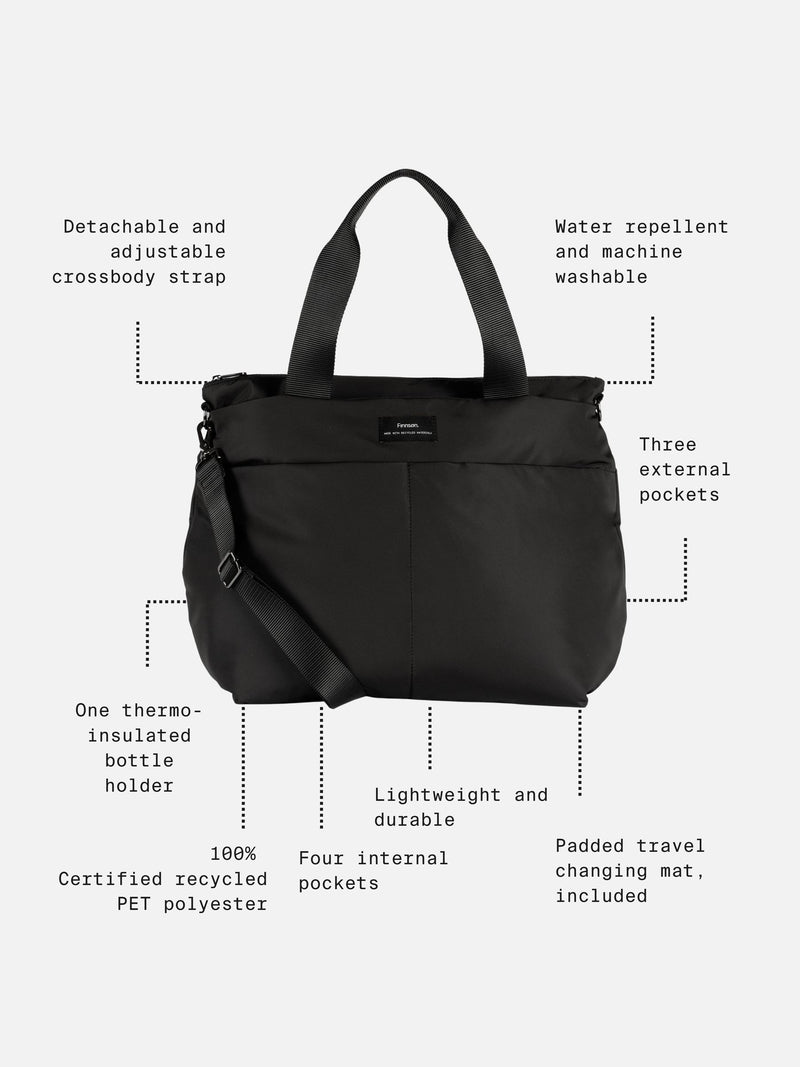Finnson Black Sigrid Changing Bag with Changing Mat, UK version