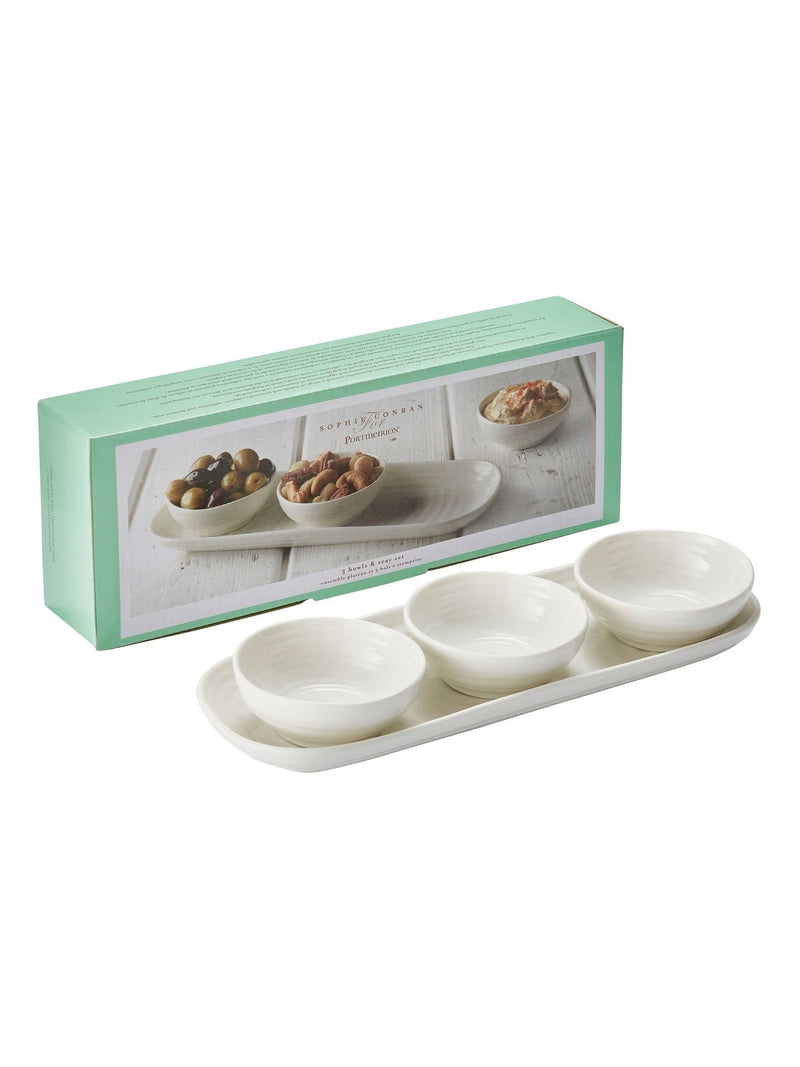 Sophie Conran white porcelain bowls and tray set, imported from the UK