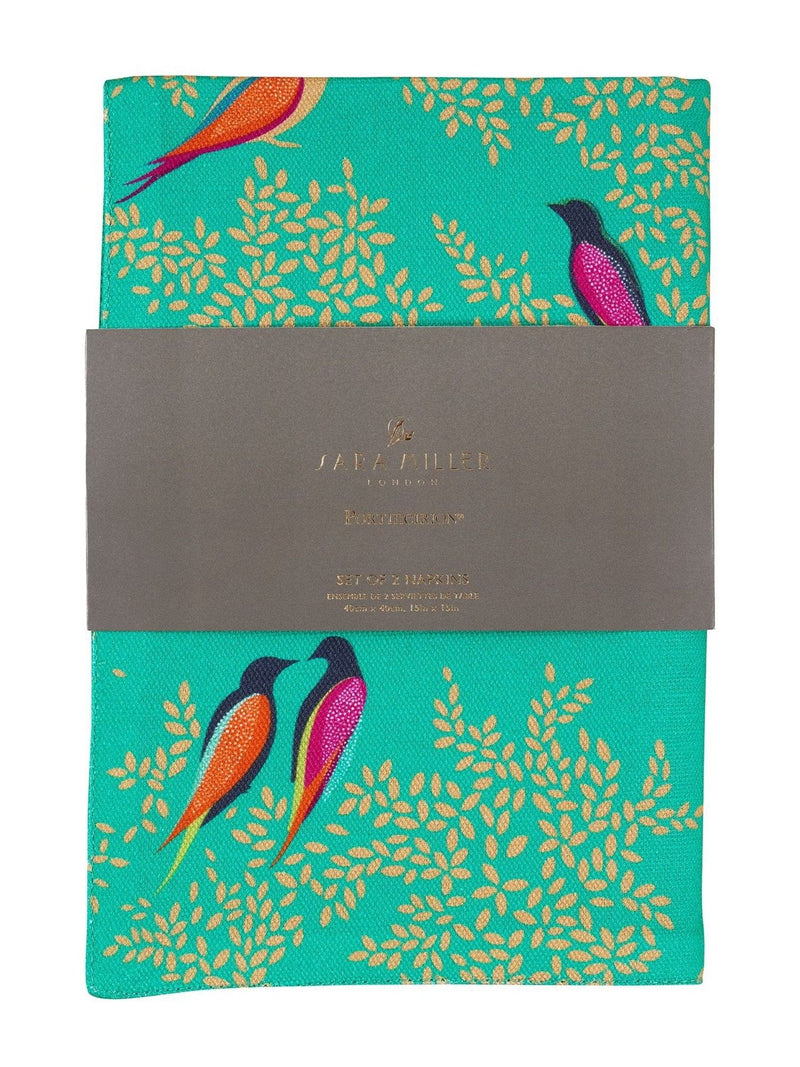 Sara Miller set of 4 green Chelsea Birds napkins (British brand)