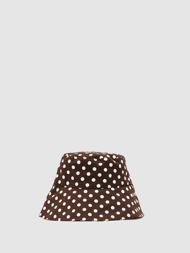 Reiss chocolate polka-dot bucket hat, UK version