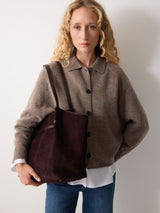 Next Jigsaw Brown Shopper Suede Tote Bag- Buy online at McGrocer