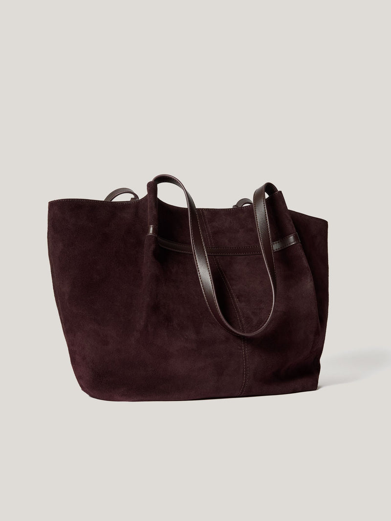 Jigsaw brown suede tote bag with leather straps, UK version