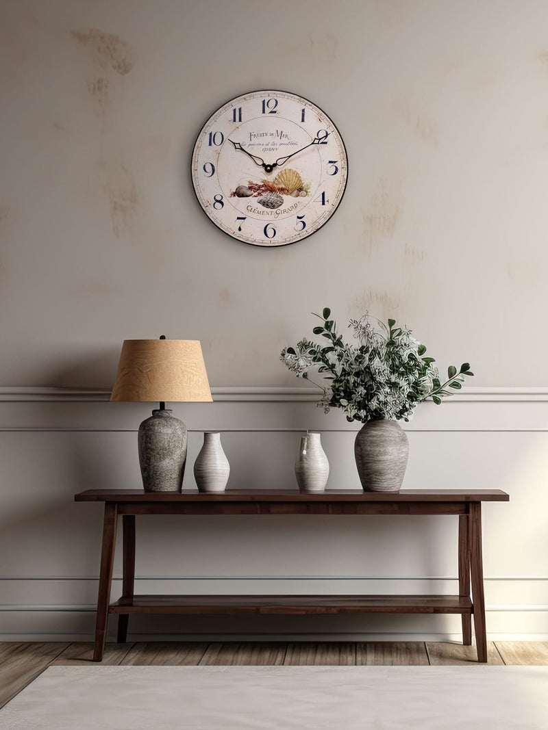 Brookpace Lascelles beige fruits de mer wall clock 36cm - British product