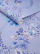 Next Cath Kidston Dusky Blue Road Floral Wallpaper 10m x 52cm- Buy online at McGrocer