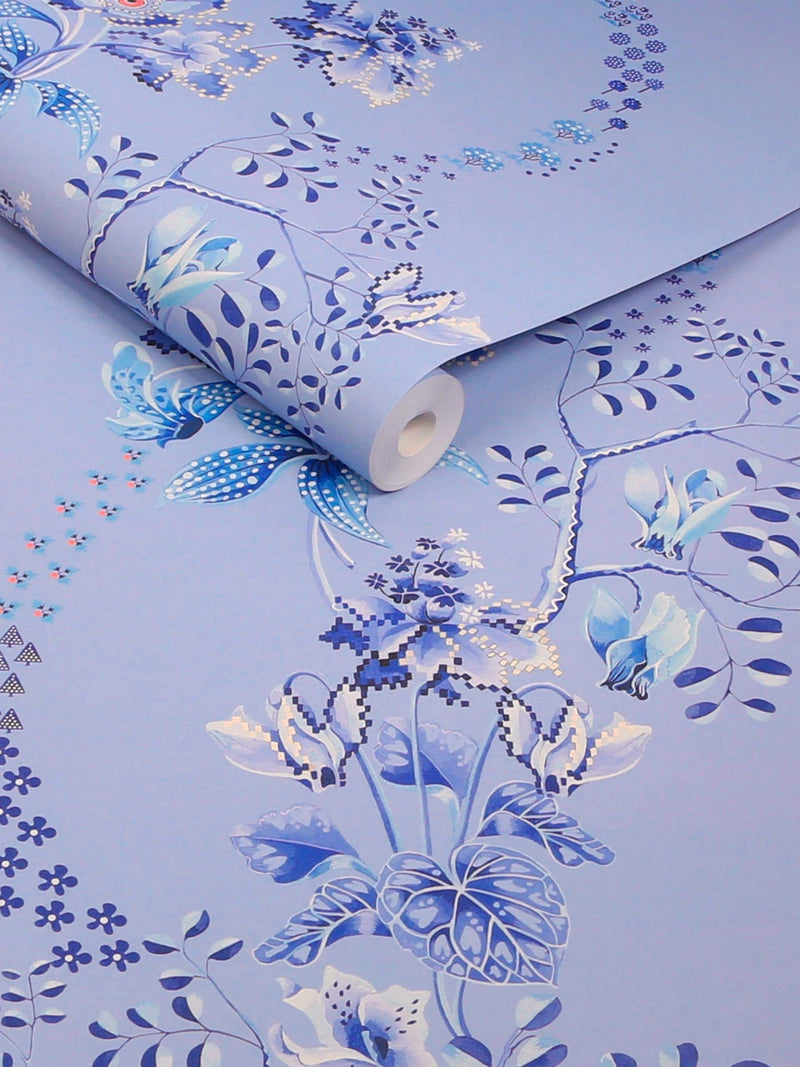 Cath Kidston Dusky Blue Road Floral wallpaper roll, imported from the UK