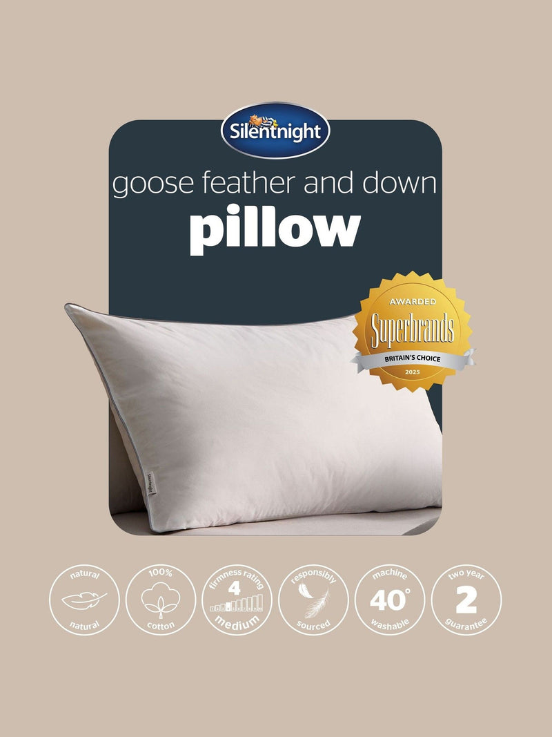 Silentnight white goose down pillow with cotton cover - British product