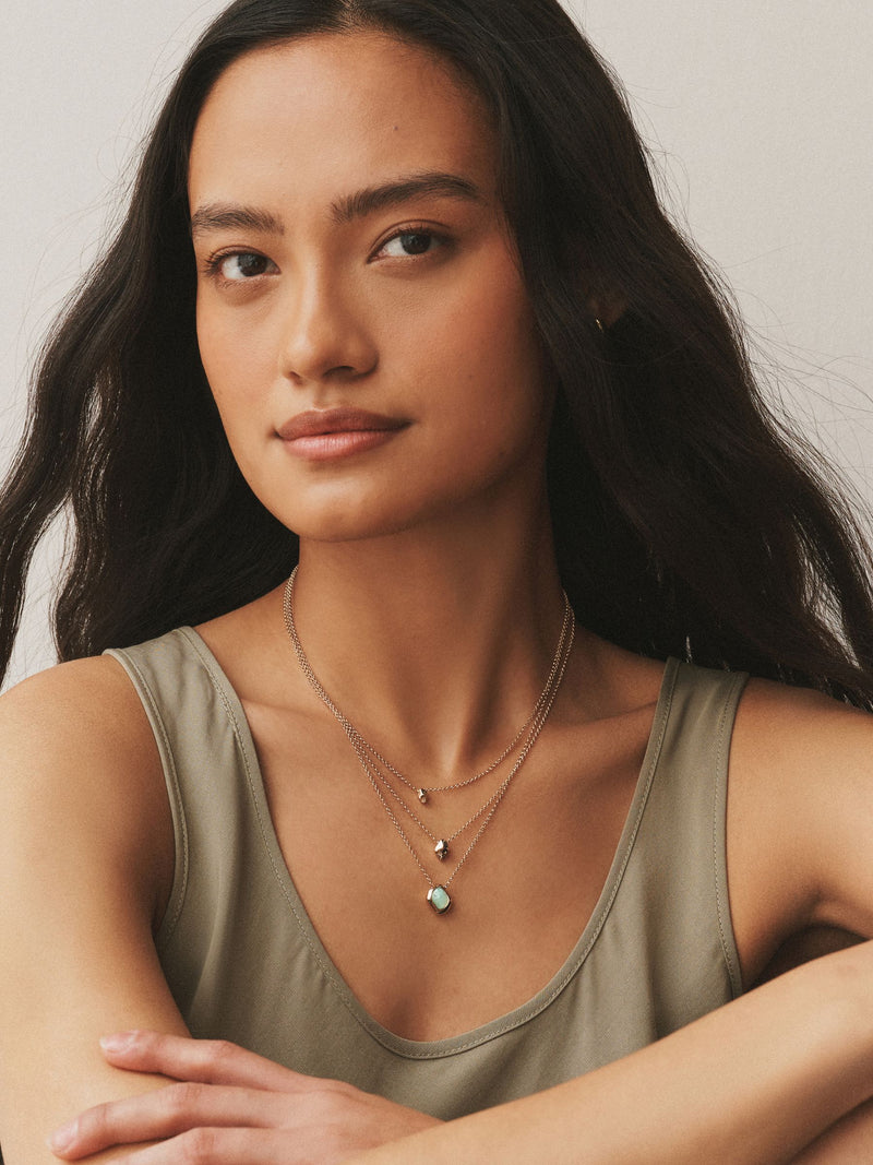 Gold tone layered stone necklace (British brand)