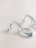 Silver-tone drop pendant earrings with diamond detailing, UK version