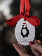 Next Solesmith First Christmas as New Parents Personalised Penguin Ceramic Christmas Decoration- Buy online at McGrocer