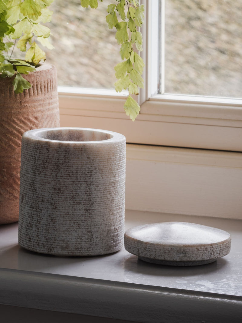 Nkuku grey marble storage jar Asana 11cm (British brand)