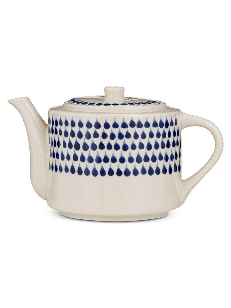 Nkuku cream and indigo drop teapot - UK version