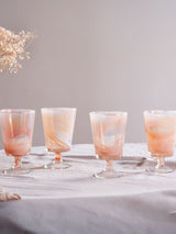 Next Nkuku Set of 4 Apricot Shirali Marble Swirl Wine Glasses- Buy online at McGrocer