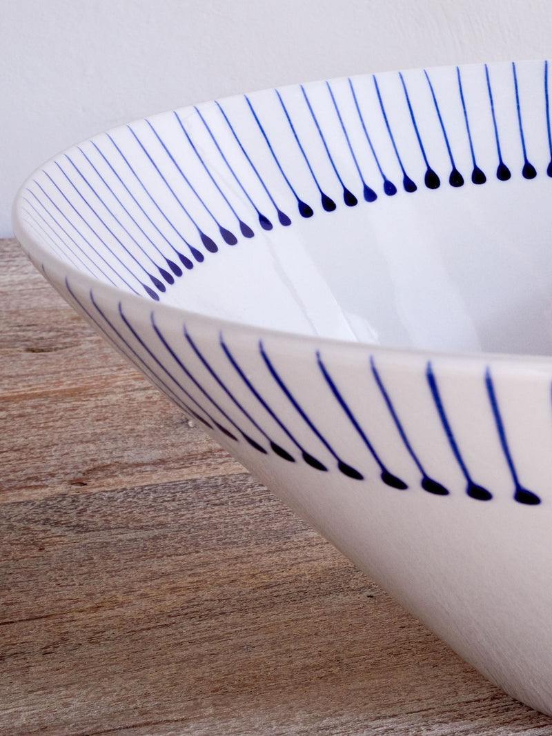 Nkuku cream and indigo Iba serving bowl (British brand)