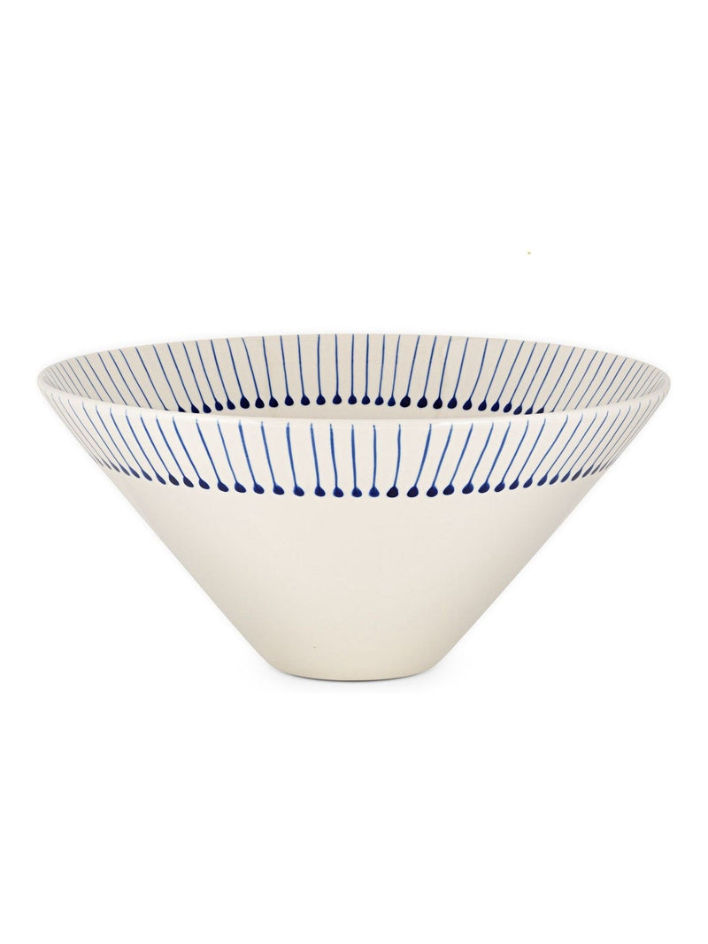 Nkuku cream and indigo Iba serving bowl (British brand)