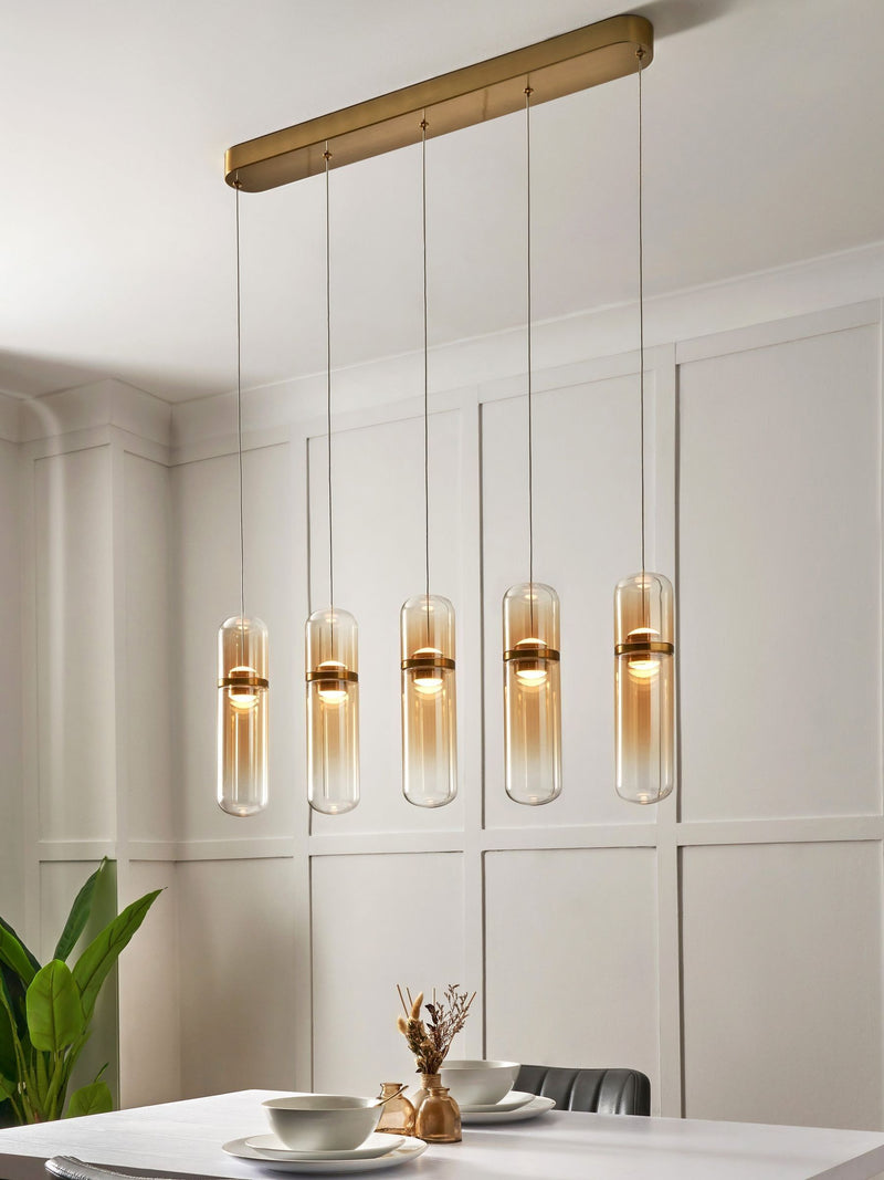 BHS Bjorn LED pendant light with five glass shades, imported from the UK