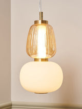 Next Visconte Satin Brass Edvin Glass Pendant Ceiling Light- Buy online at McGrocer