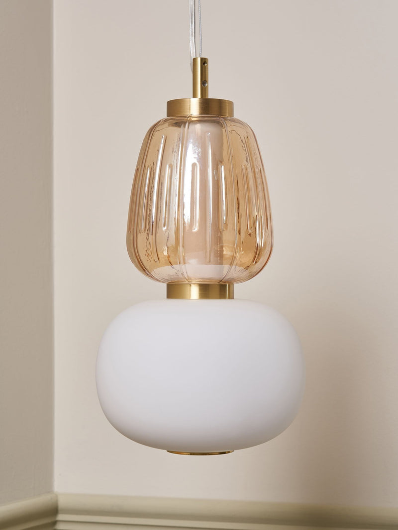BHS satin brass Edvin glass pendant light (British brand)