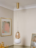 BHS satin brass Edvin glass pendant light (British brand)