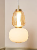 BHS satin brass Edvin glass pendant light (British brand)