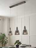 BHS Mikael 3-light smoky grey glass ceiling pendant - British product