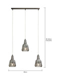 BHS Mikael 3-light smoky grey glass ceiling pendant - British product