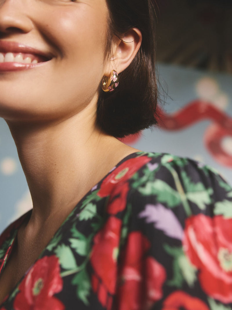 Cath Kidston hoop earrings with enamel bow 2cm drop (British brand)