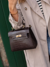Next LRM Goods Polly Croc Embossed Leather Top Handle Bag Brown- Buy online at McGrocer
