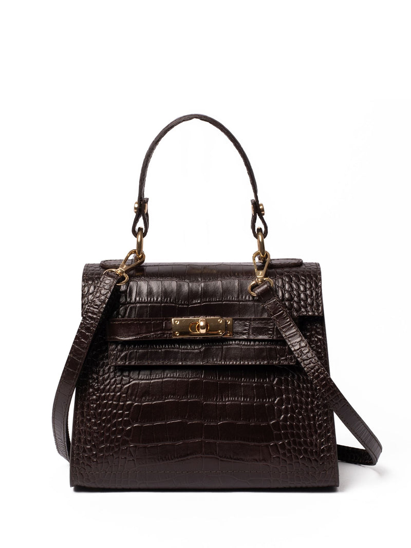 LRM Goods Polly top handle bag croc brown leather (British brand)