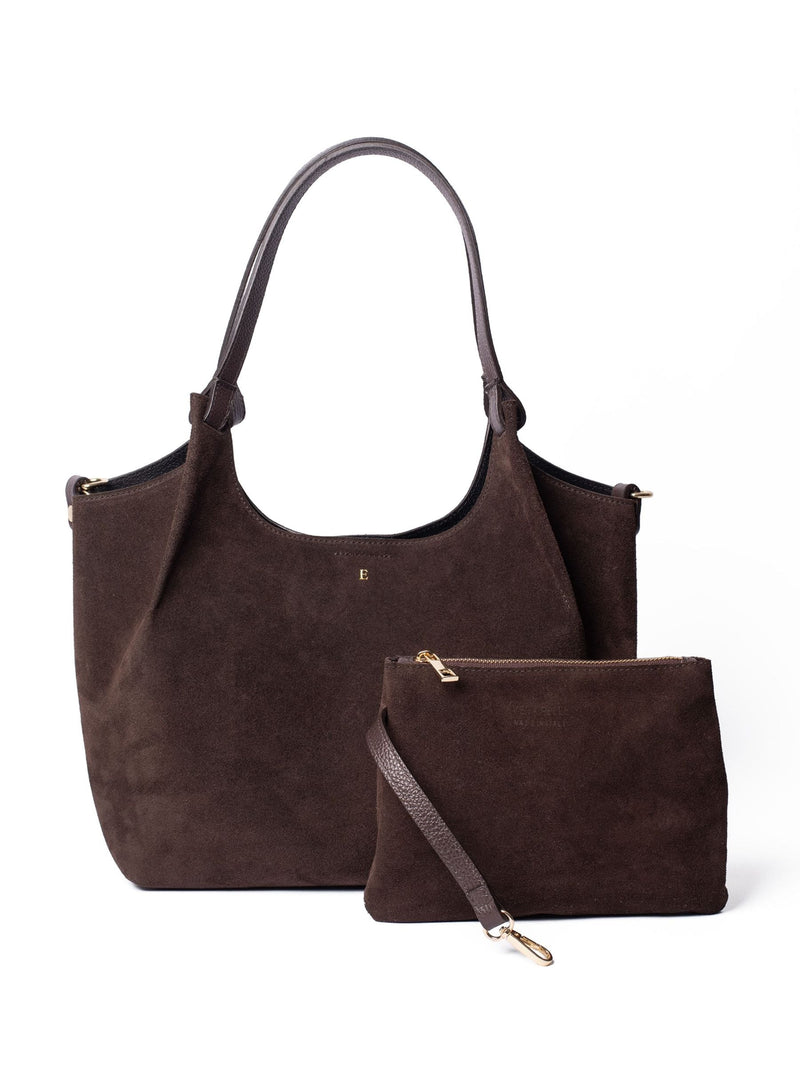 LRM Goods genuine suede leather tote bag brown, UK version