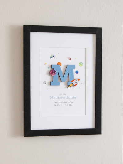 Next No Ordinary Gift Personalised Rocket & Planets New Baby Initial Print Mount A5- Buy online at McGrocer