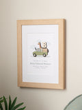 No Ordinary Gift personalised safari truck print oak frame A5, UK version