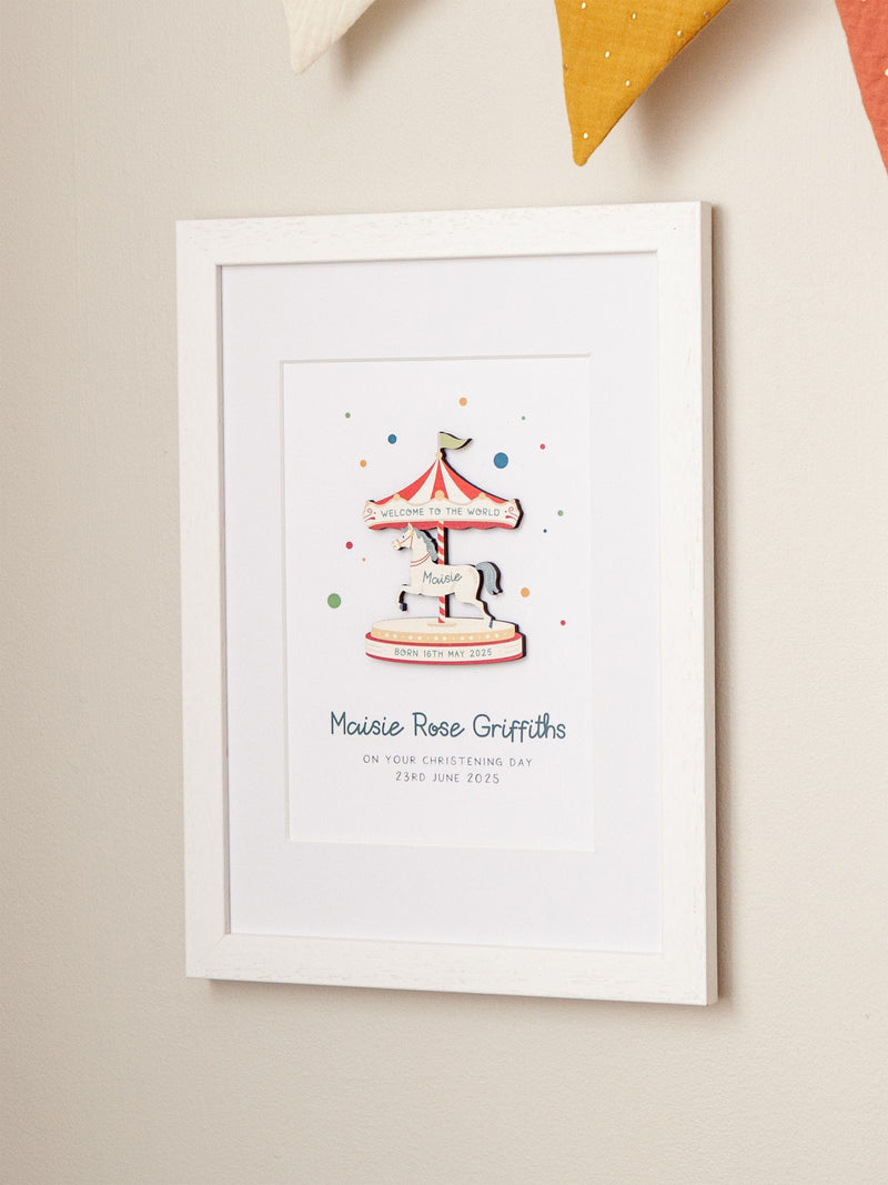 Personalised funfair carousel print by No Ordinary Gift A5 - British product