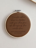 No Ordinary Gift personalised leather hoop 15cm, UK version