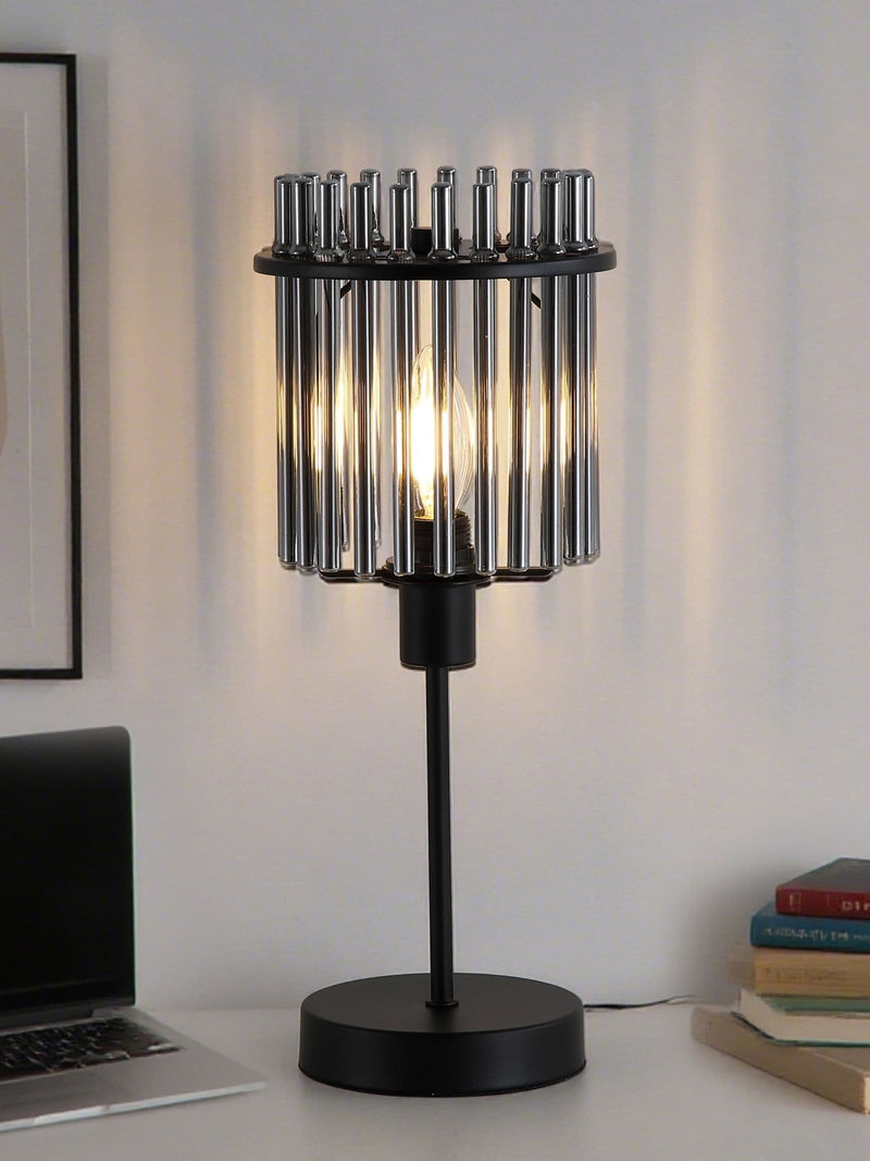 Searchlight table lamp black and smoke glass rod 37.5cm, UK version