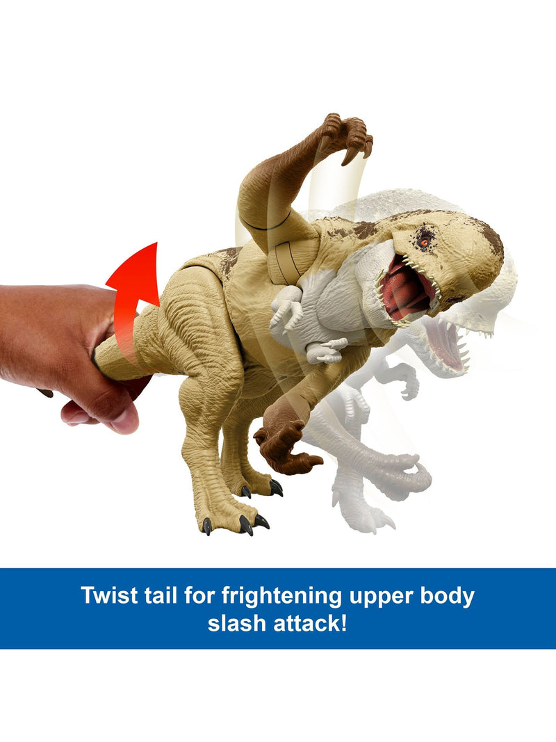 Mattel Jurassic World Rumble and Rampage Rex action figure - British product