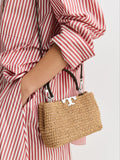 Tory Burch hand-crocheted raffia mini satchel bag, UK version