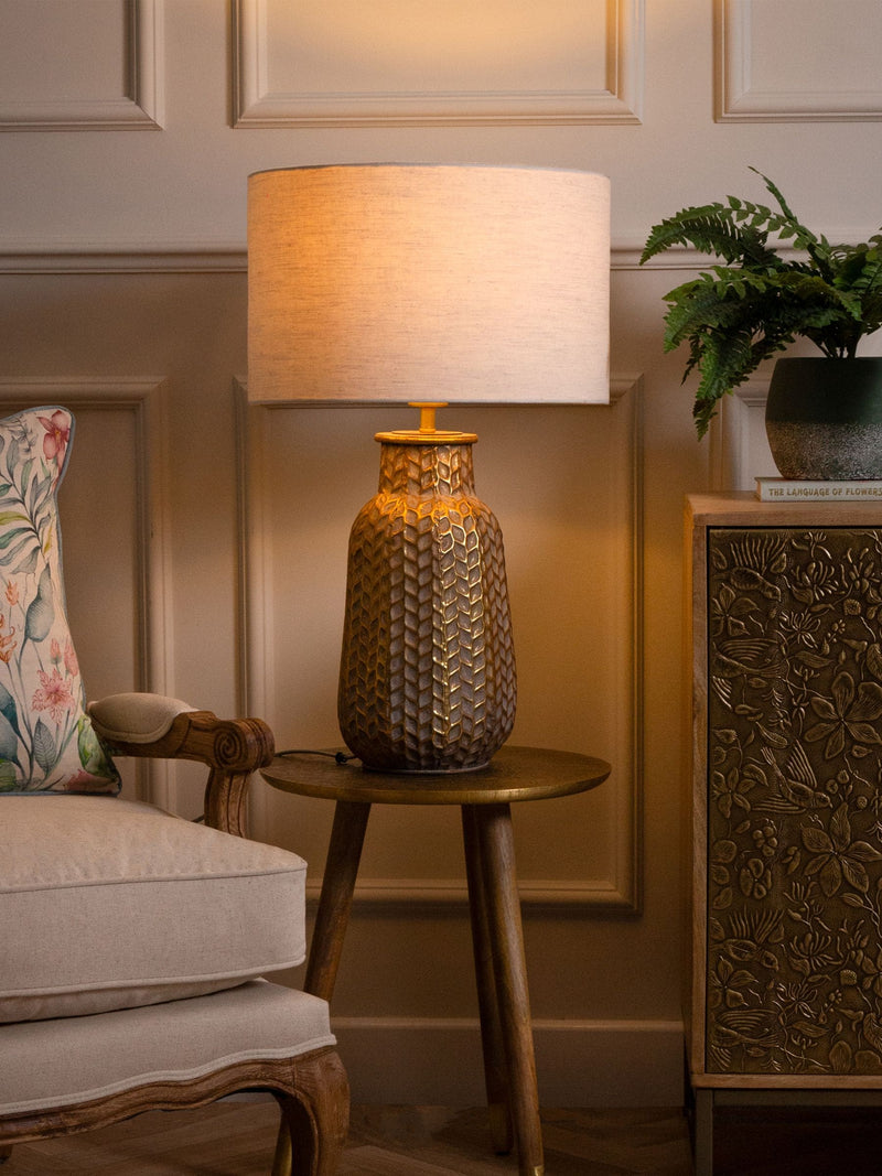 Voyage Maison table lamp base gold whitewash 40cm, imported from the UK