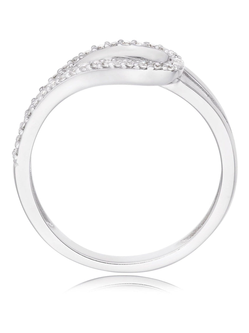 Beaverbrooks silver cubic zirconia crossover ring (British brand)