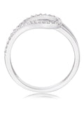 Beaverbrooks silver cubic zirconia crossover ring (British brand)