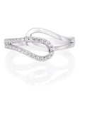 Beaverbrooks silver cubic zirconia crossover ring (British brand)