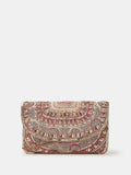 Accessorize pink bead embellished clutch bag (British brand)