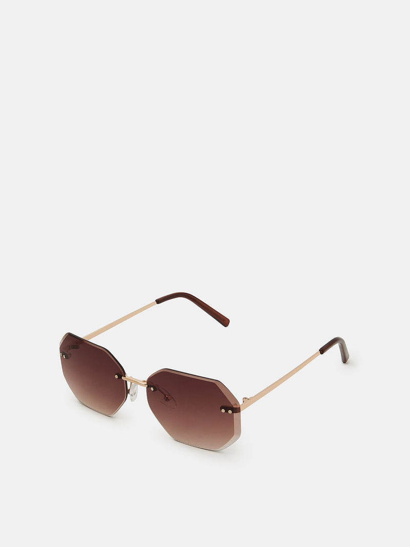 Accessorize gold geometric rimless sunglasses (British brand)