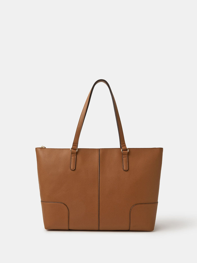 Accessorize brown plain tote bag with zip fastening, UK version