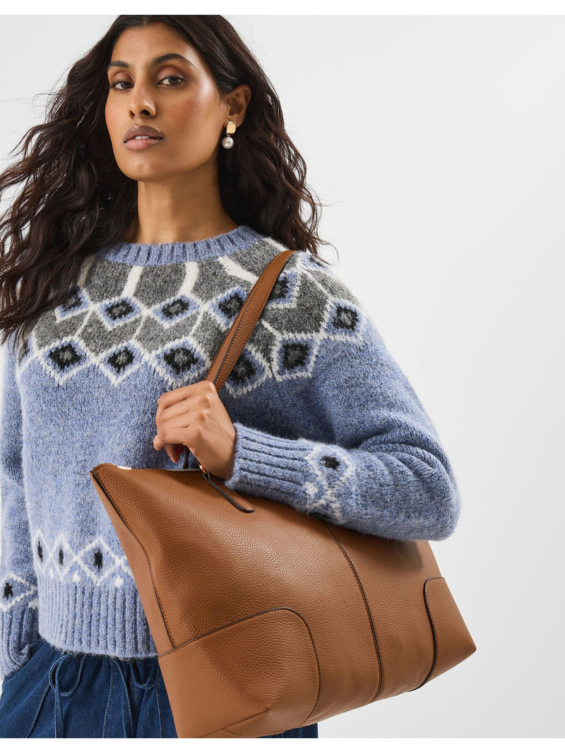 Accessorize brown plain tote bag with zip fastening, UK version