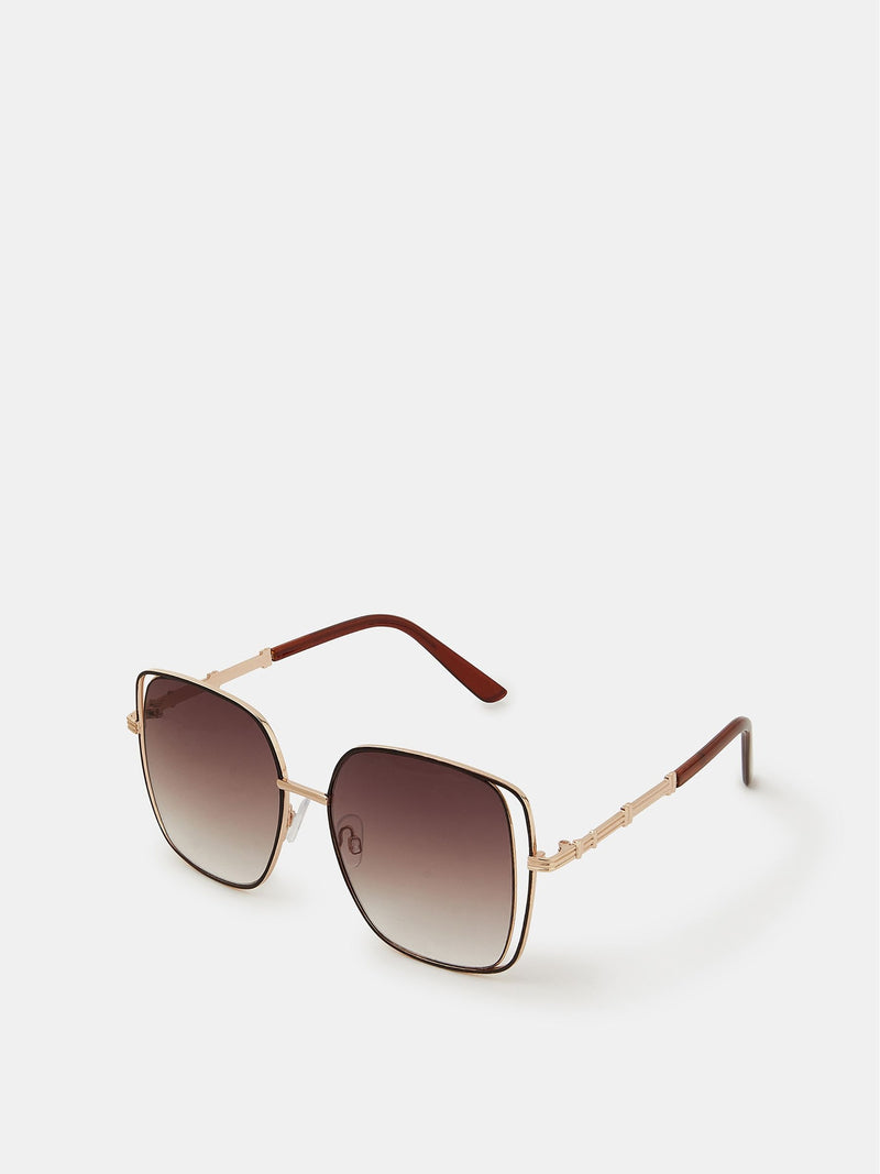 Accessorize gold large cut out square sunglasses, imported from the UK