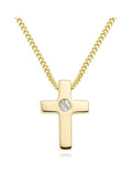 Beaverbrooks 9ct gold diamond cross pendant (British brand)
