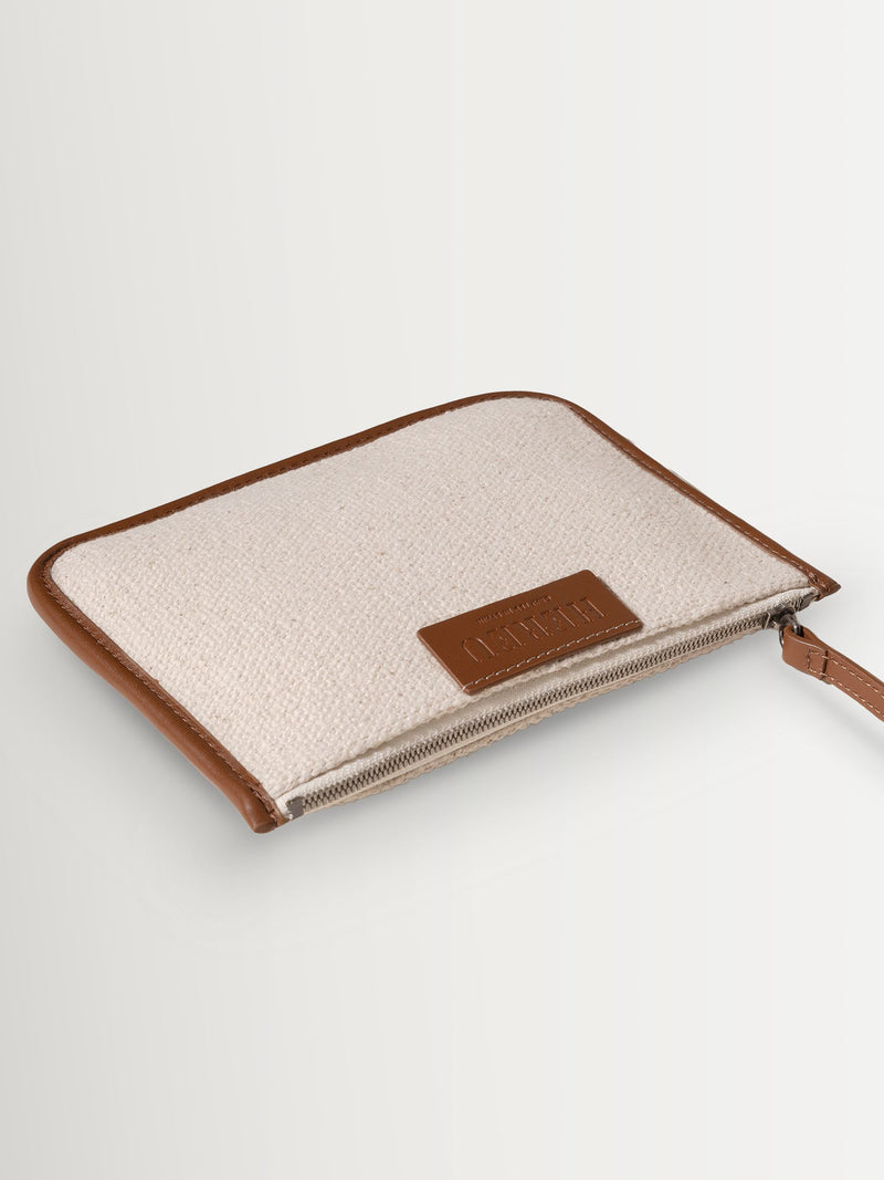 Hereu Calella boucle tote bag with natural leather trim, UK version