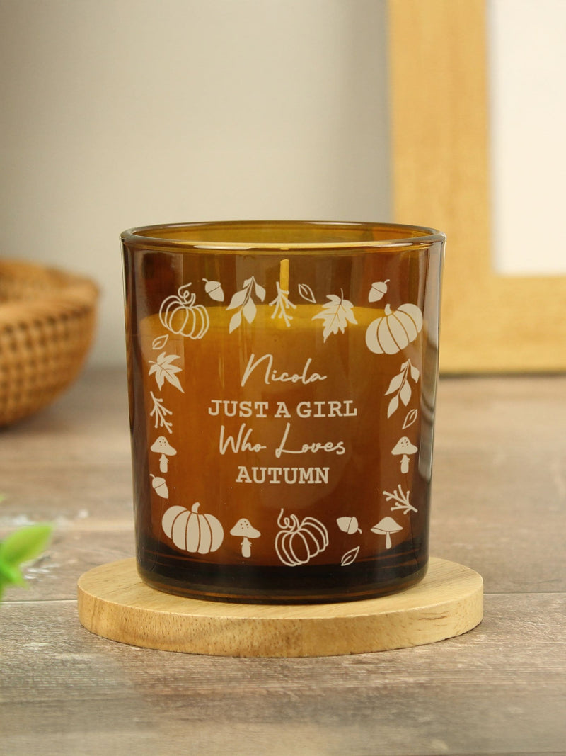 PMC personalised pumpkin amber glass candle - British brand