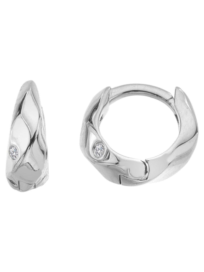 Hot Diamonds silver tone sterling ridge huggie earrings 8mm, imported from the UK