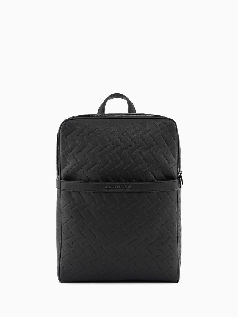 Armani Exchange Ginevra black faux leather backpack 40cm, imported from the UK